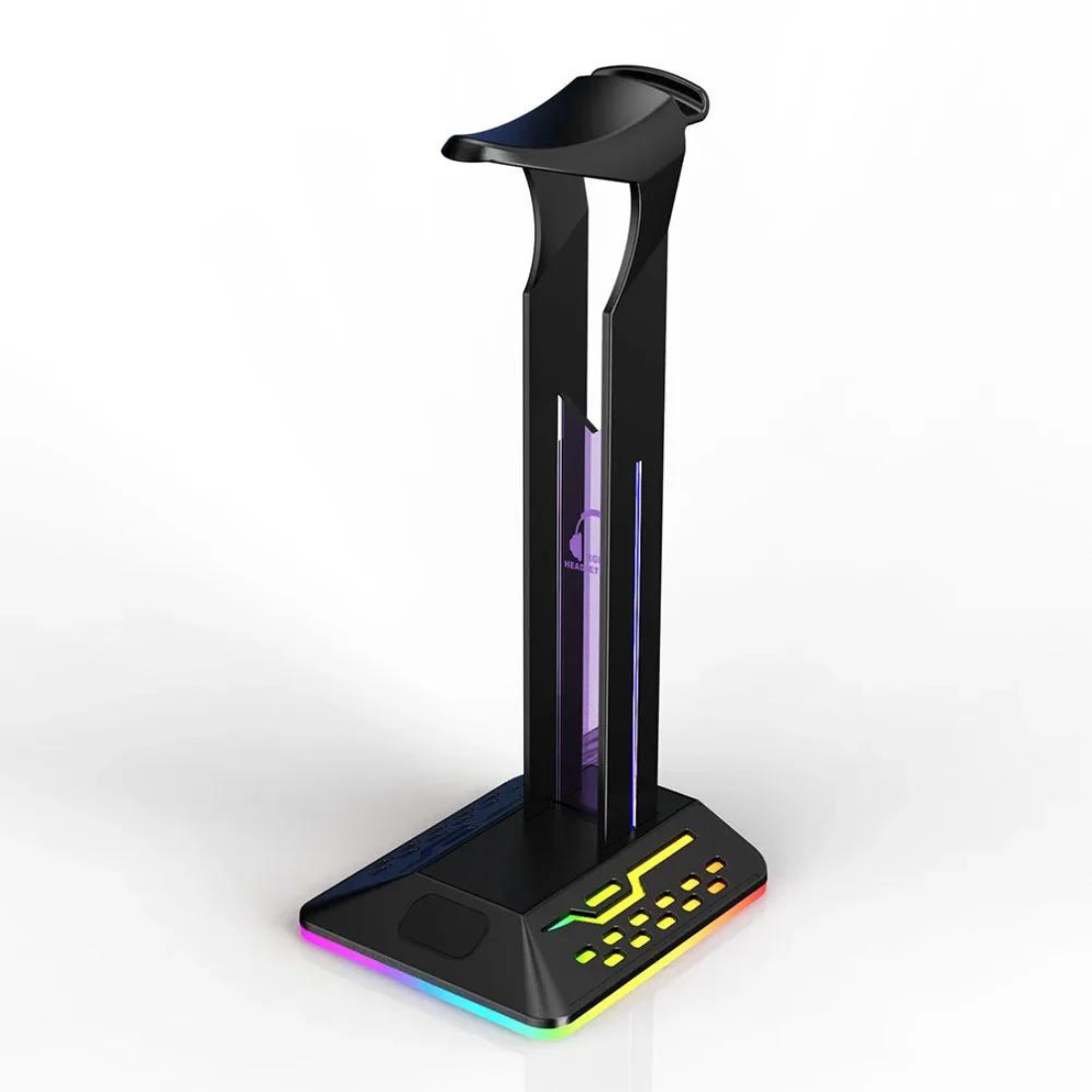 RGB Gaming Headphone Stand Black Purple Plate