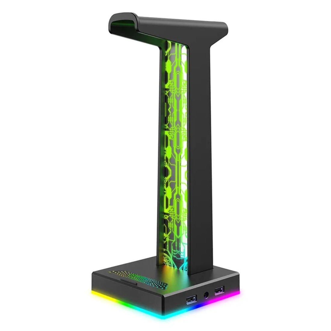 RGB Gaming Headphone Stand Black Circuitry