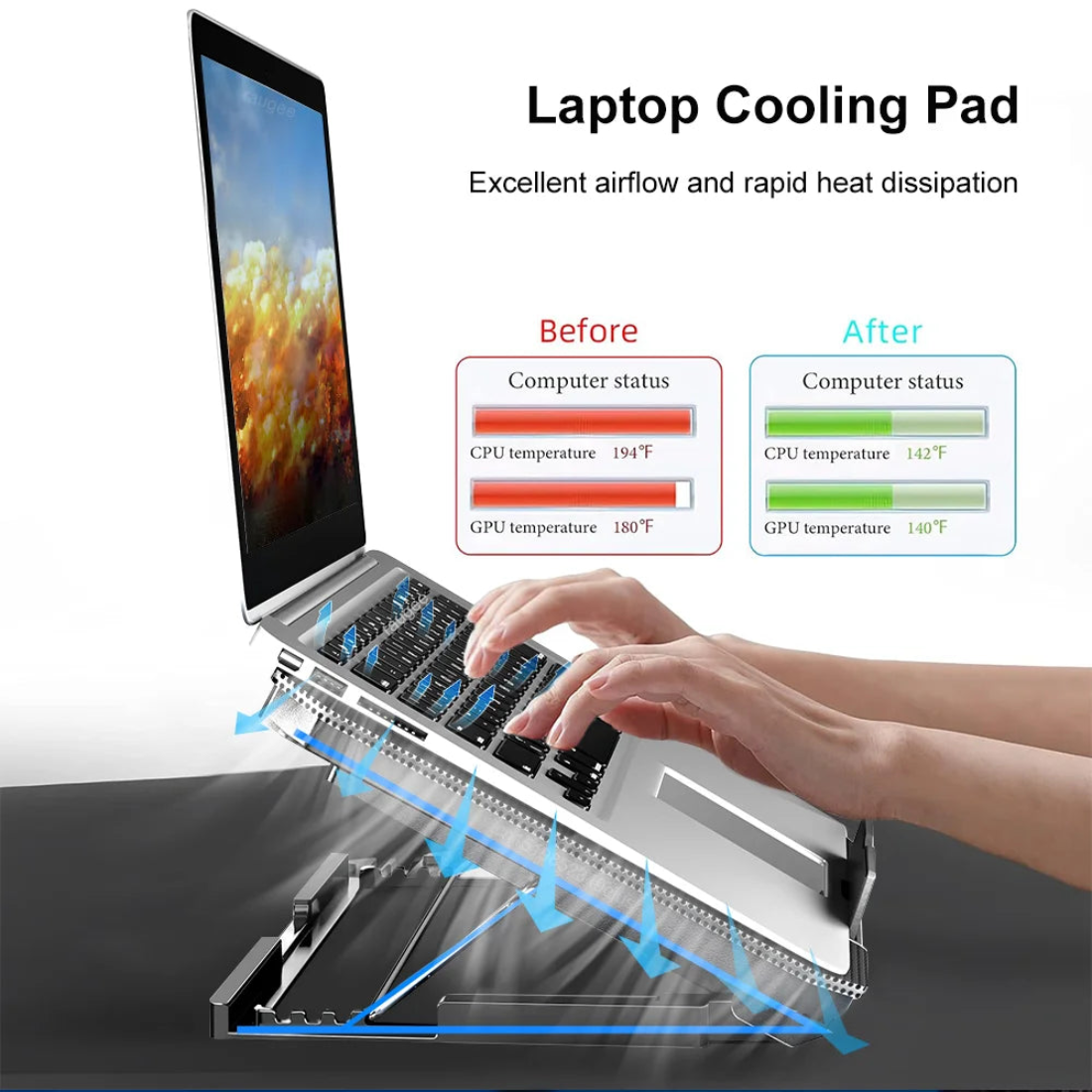 gaming laptop cooler in use