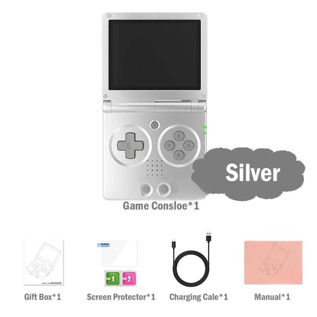  rg35xx handheld game console silver