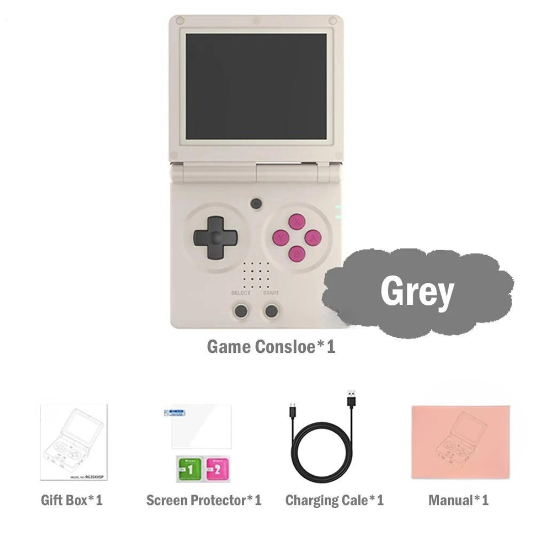 anbernic rg35xx handheld game console grey