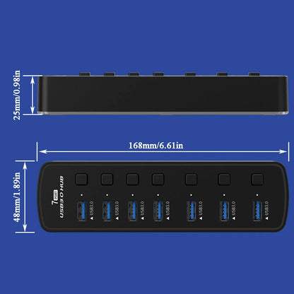 RGB USB Gaming Hub Dimensions